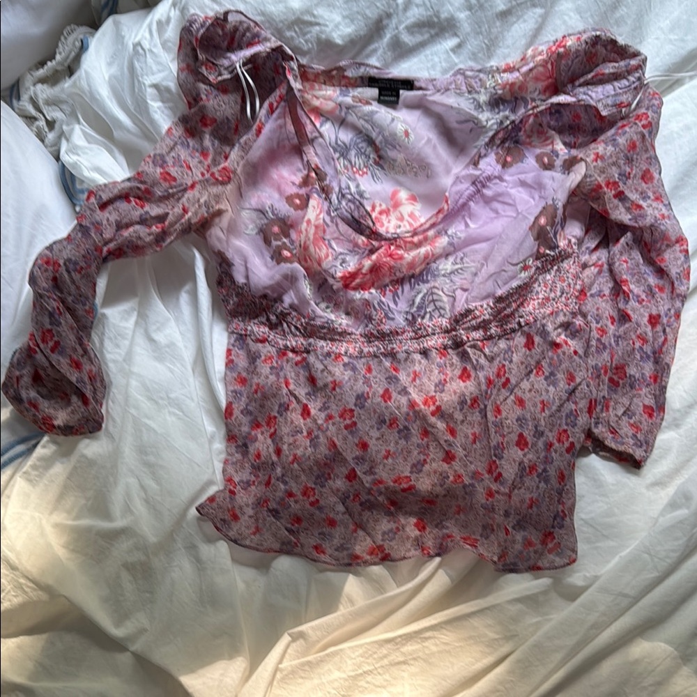 Floral Women's Top - Pink and Red